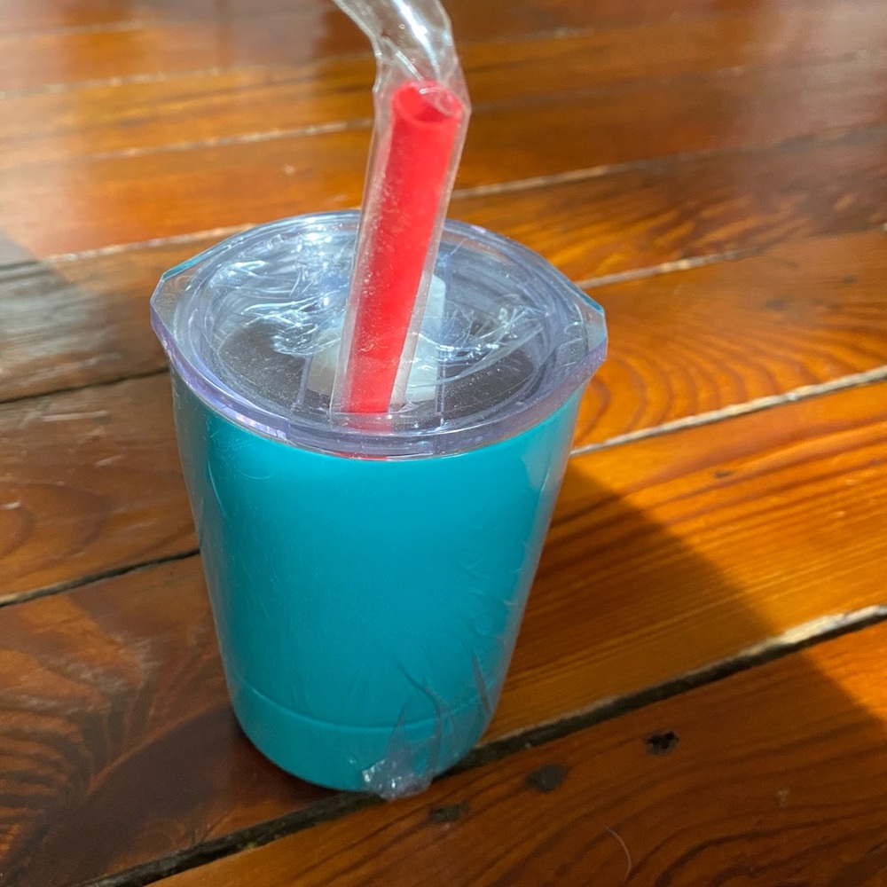 🧩 3/$20 Mini Turquoise Tumbler with Lid & Straw NWT